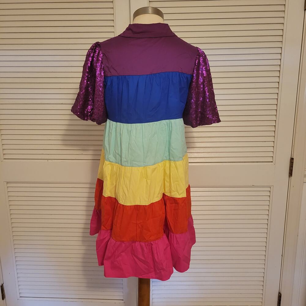 Blue B Collection Multicolor Rainbow Baby Doll T-Shirt Dress Small - Picture 2 of 7